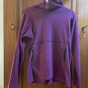 Melanzana Eggplant Purple Microgrid Fleece Hoodie, Womens M